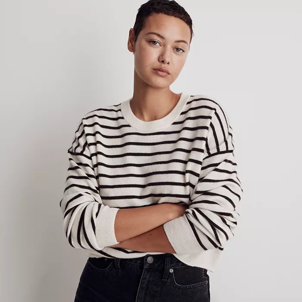 MADEWELL (Re)sponsible Cashmere Relaxed Sweater in Stripe | XS